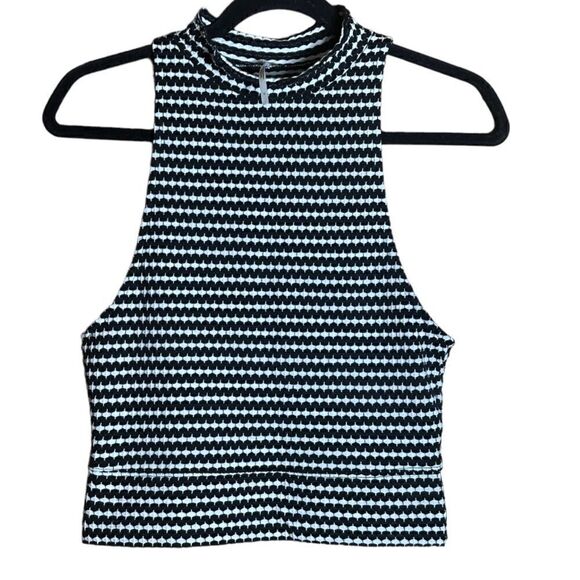 Free People Black and White High Neck Sleeveless Crop Top Size Small S - Picture 6 of 6